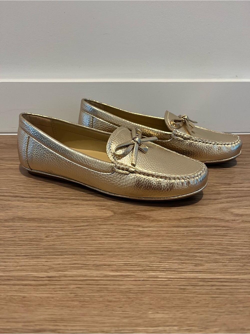 MICHAEL Michael Kors Gold Women's Loafers with Bow Accent | Size 6